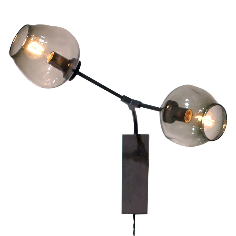 

Post modern 2 arm LED Wall Lamp black gold metal body art decoration creative design E27 LED lamp Bedroom Living Room Wall ight