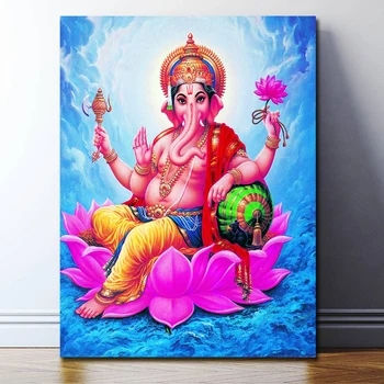 Tableau Ganesh fleur de lotus rose