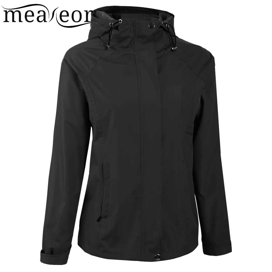 Meaneor Women Autumn Jacket Casual Hooded long Sleeve Zip