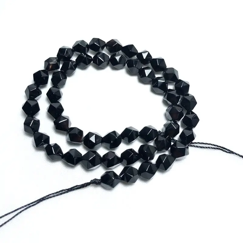

This has 8mm semi-finished natural cut black onyx Semi-finished loose beads for DIY Bracelet necklace dress pendant