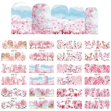 12 видов розовых цветов, наклейки для дизайна ногтей, персиковый цвет, Водная передача, слайдер для маникюра, украшения для ногтей, BN1321-1332
