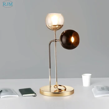 

Nordic Postmodern Creative Iron LED Desk Lamp Simple Glass Black Table Lamps for Living Room Bedroom Study Hotel Room Luminaries
