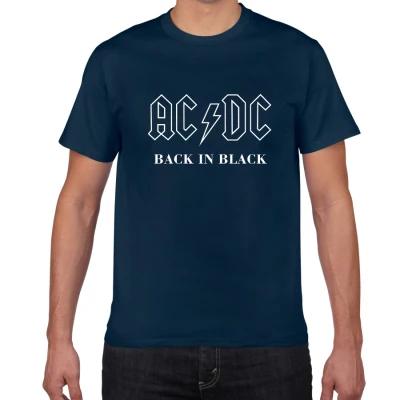 Новинка, Camisetas AC/DC band rock, Мужская футболка с графическим принтом acdc, Повседневная футболка с круглым вырезом, хип-хоп, короткий рукав, хлопковый топ - Цвет: purplish blue