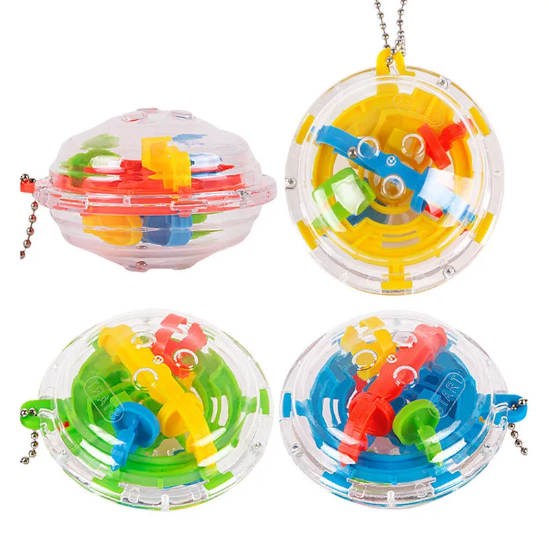 

2019 New Plastic Mini 3D Magic Rolling Ball Maze Cube Kids Adult IQ Training Portable Key Chain Educational Toys Christmas Gifts