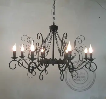 

European Iron Pendant Lights led lamps Living room retro black Pendant lamps Suitable E14 led lustre lighting Pendant lamp