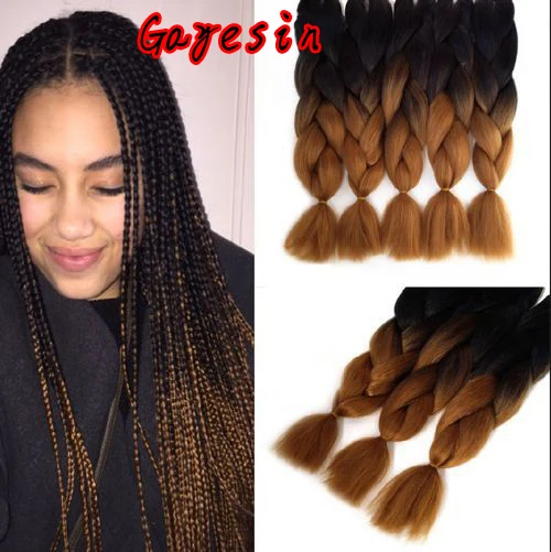 Ombre Kanekalon Braiding Hair 17" 17CM 17g Kinky Twist Hair Two ...