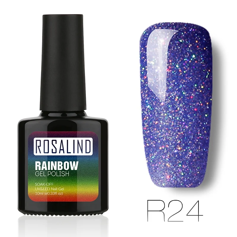 ROSALIND Гель-лак для ногтей 10 мл Радужный Неон RBR01-29 Гель-лак Soak Off UV Nail Art долговечный Гель-лак для ногтей - Цвет: R24