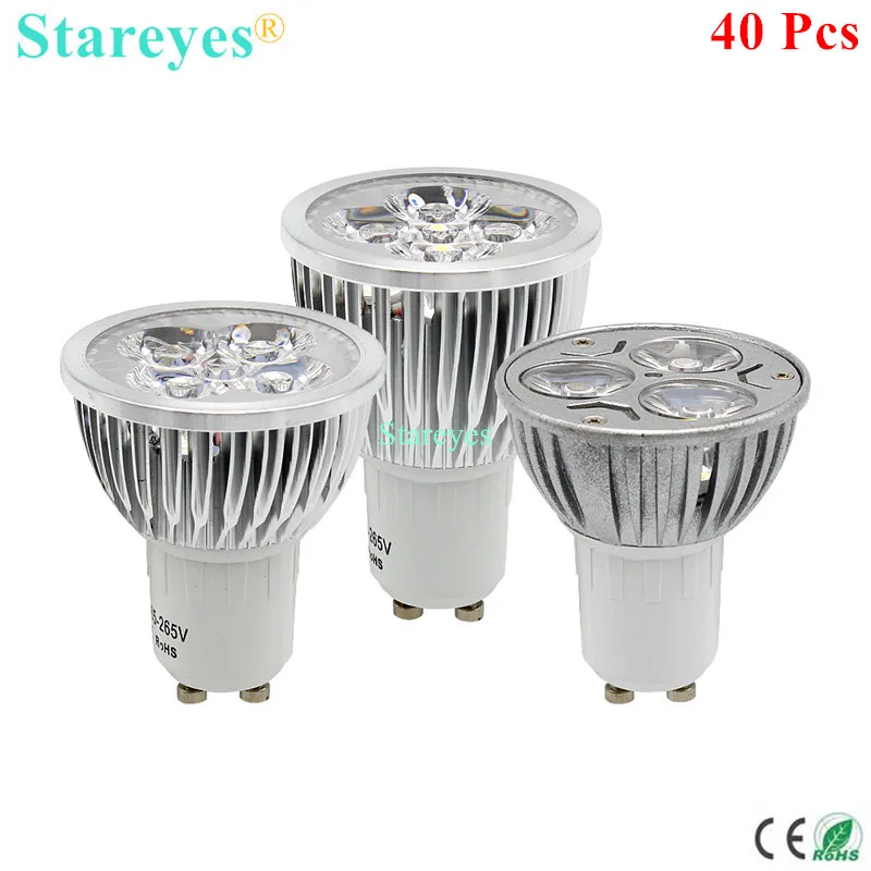 

Free shipping 40 pcs Dimmable 3W 4W 5W GU10 E27 E14 B22 GU5.3 MR16(12V) LED Downlight spotlight lamp bulb light droplight