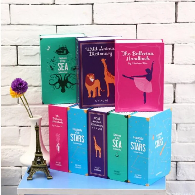 Money Saving Box Piggy Bank Coins with Keys Safe Money Secret Book Lock-up Storage Box