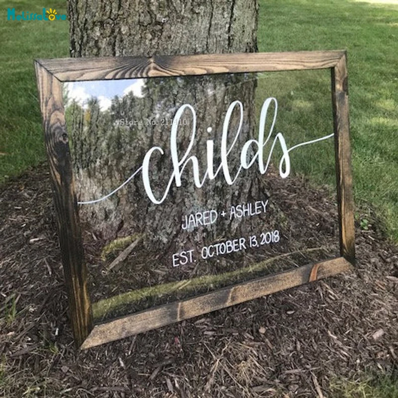 

Welcome Wedding Sign Custon Name and Date Decals Wood Board Celebration Decoration Vinyl Art Murals Removable No Frame YT1340