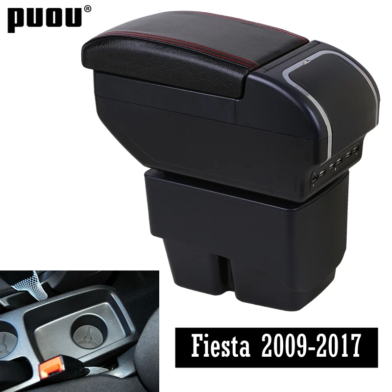 Большое место для хранения+ двойной слой+ USB интерфейс подлокотник коробка для Ford Fiesta 2009- центральная консоль коробка для хранения с чашкой ho