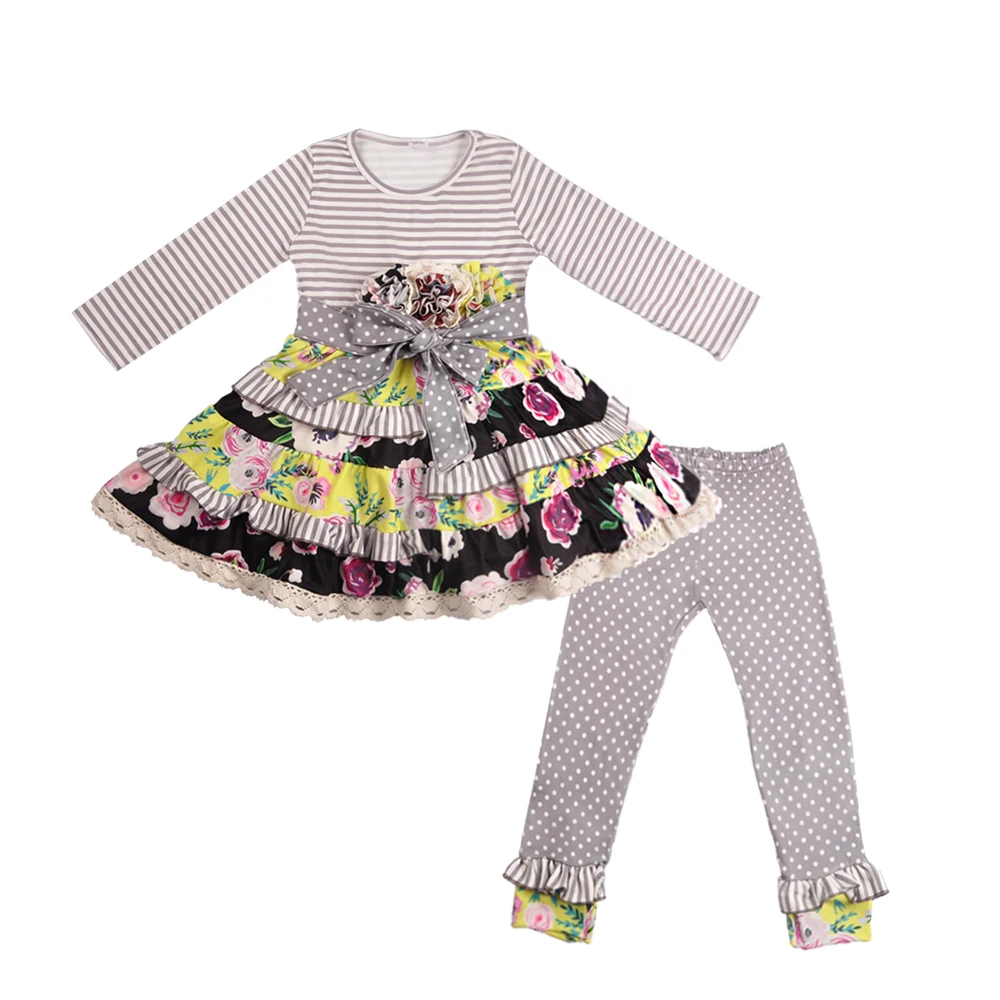 

2018 Wholesale Price Remake Baby Remake Boutique Cotton Girl Print Clothing Top Match Ruffle Pants clothing 2GK809-721
