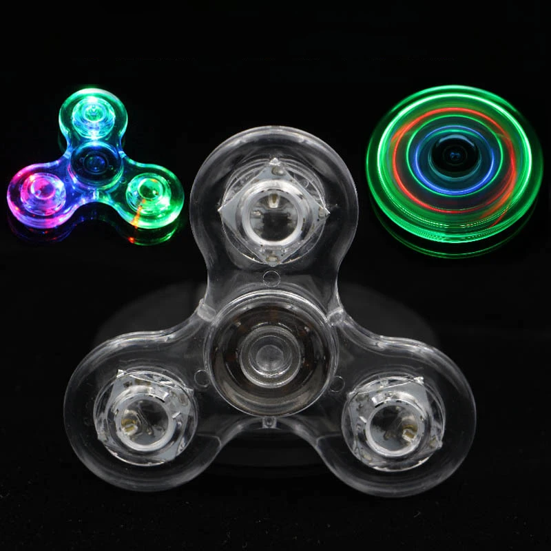 Luminous LED Fidget Spinner Transparent LED Flash Light Colorful Change E Spinner Glow In the Dark Stress Relief Toys For Kids