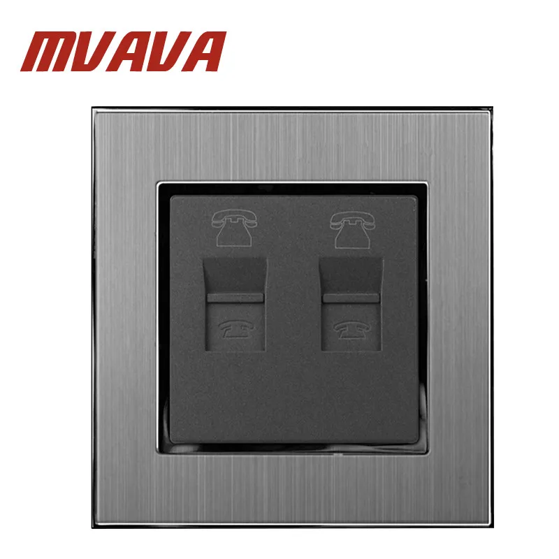 MVAVA двойной RJ11 ТЕЛ розетка 110 250 В атласная металлическая рамка стандарт