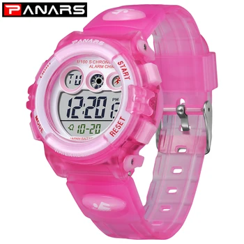 

PANARS Red Chic New Arrival Kid's Watches Colorful LED Back Light Digital Electronic Watch Waterproof Swimming Girl Watches 8210