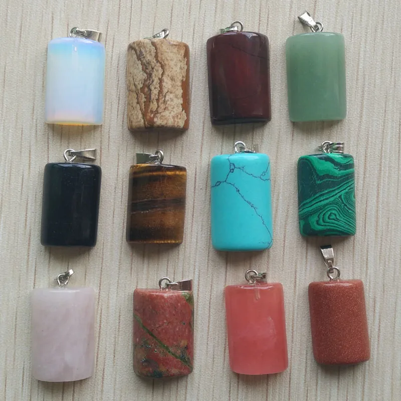 

Fashion Assorted natural stone half cylinder pendants charms for DIY jewelry Wholesale 12pcs/lot free shipping