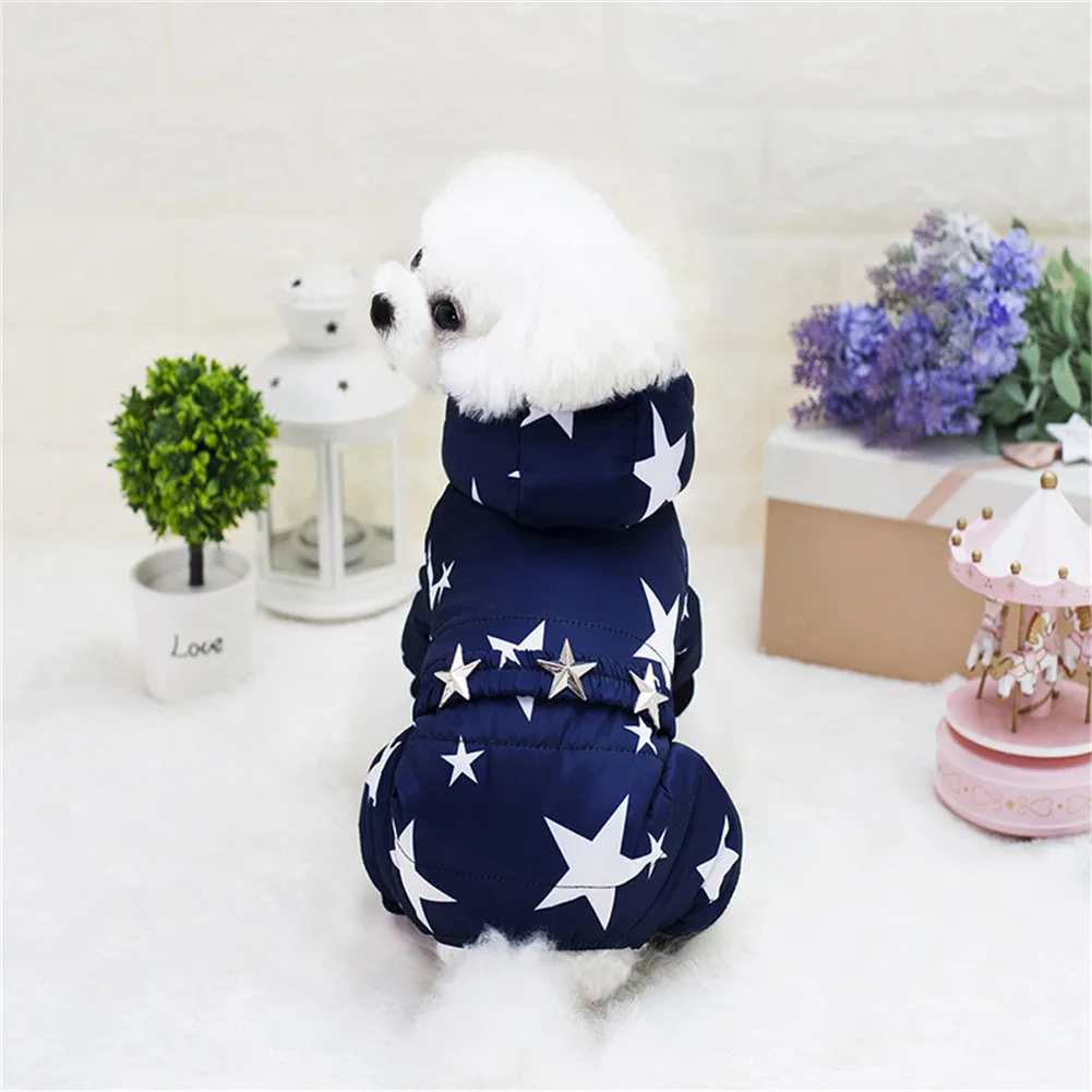 

Soft Doggie Warm Pets Dog Clothing Autumn Winter Thickened Star Sky Pattern Four-leg Jumpsuits Dog Coat Clothes Drop Shipping