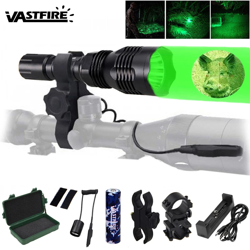 Lanterna + Rifle Jardas Arma Tático Verde - Vermelho Branco Caça Scope Airsoft Montar Interruptor 18650 Carga Va-802 1000lm 400 Luz 11 Cheap Luzes de armas