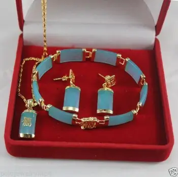 

Wholesale price 16new ^^^^Jewelry Blue stone pendant necklace bracelet earrings Set