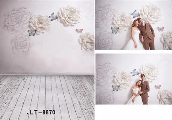 

Vintage Printed Background Art Fabric Newborn Backdrop Wedding Studio/Photography Props Wood Floor With butterfly 8870