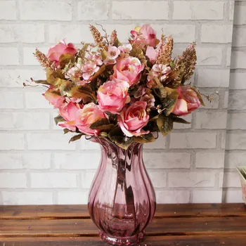 

15 head European style aritificial rose bouquet Real Touch rose Flowers, Home wedding birthday party celebration decoration