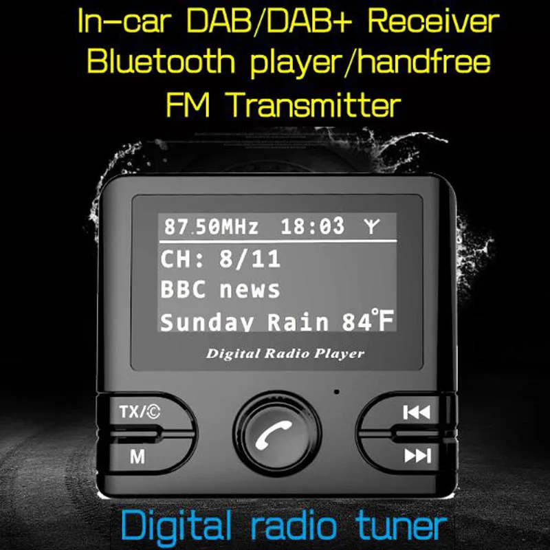 DAB цифровой DAB радио приемник DAB+ с Bluetooth fm-передатчик функция прикуривателя USB Launcher автомобильное зарядное устройство