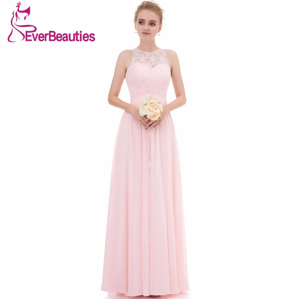 Light Pink Bridesmaid Dresses Long 2018 Chiffon lace High ...