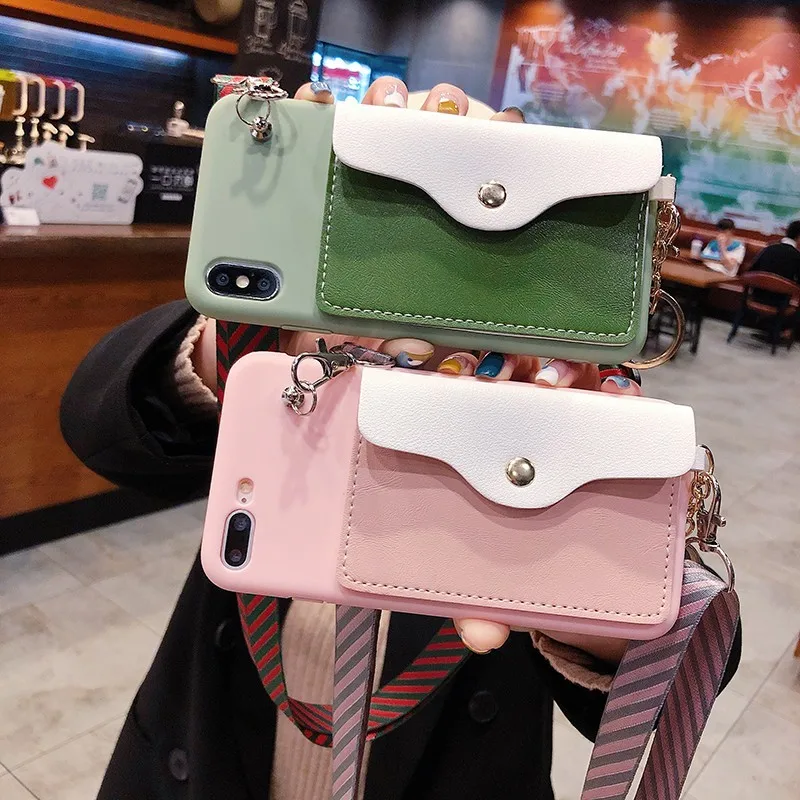 

Wallet Case with Lanyard Strap for iPhone 7 8 6s 6 plus 7 plus Cover with Ring Holder for iPhone X XS MAX XR Case with Pocket