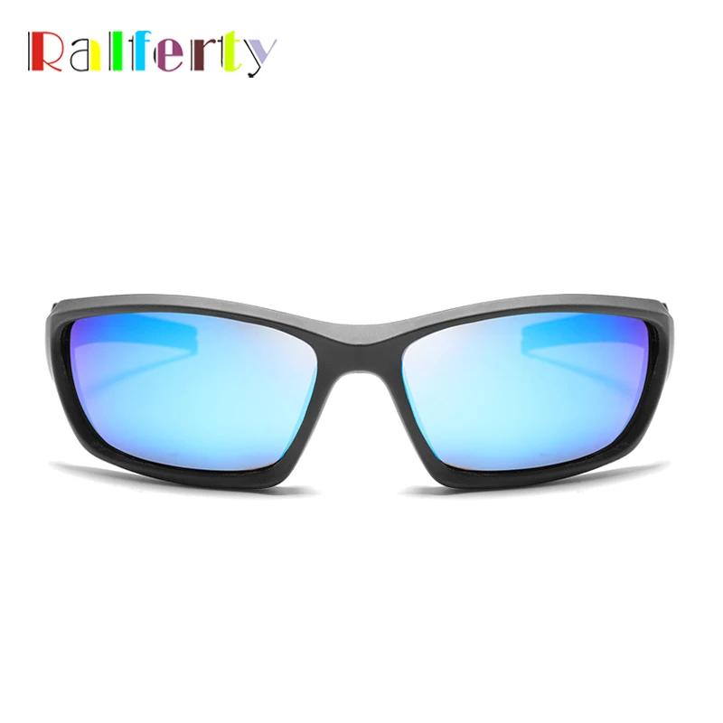 Мужские зеркальные солнцезащитные очки Ralferty K1031 черные и синие поляризационные