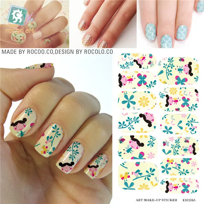 

Water Transfer Design Nails Stickers Cartoon Little Cute Girl Birds Manicure Styling Tools Water Film Paper Decals
