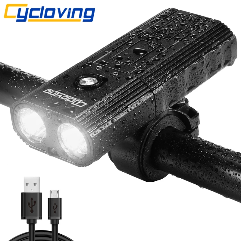 Perfect Cycloving Bicycle light Bike lights 2 Led rechargeable 4000mah power bank 2200lumens wide Floodlight Flashlight torch 0