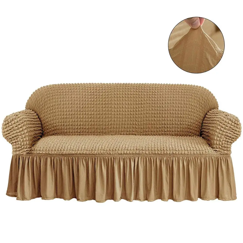 Tanie Nowa elastyczna narzuta na sofę 3D Plaid Slipcover uniwersalne pokrowce na meble z elegancka spódnica do salonu fotel kanapa Sofa