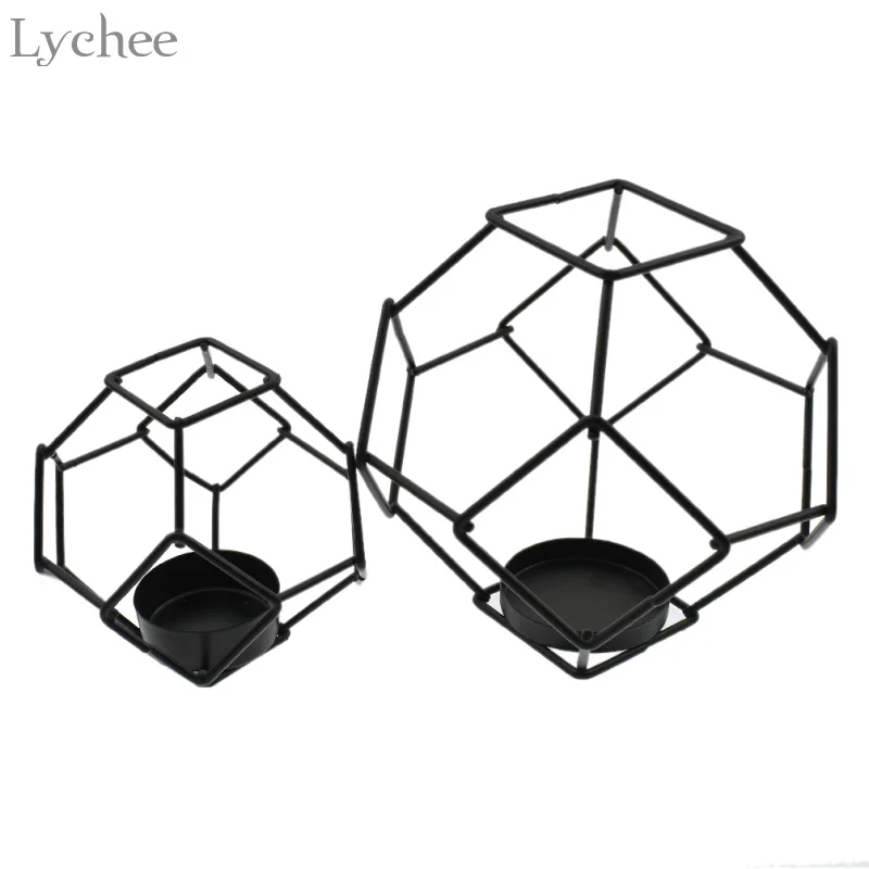 

Lychee Geometry Metal Candle Holder 3D Candlestick For Wedding Party Christmas Nordic Style Tealight Holder Home Decoration