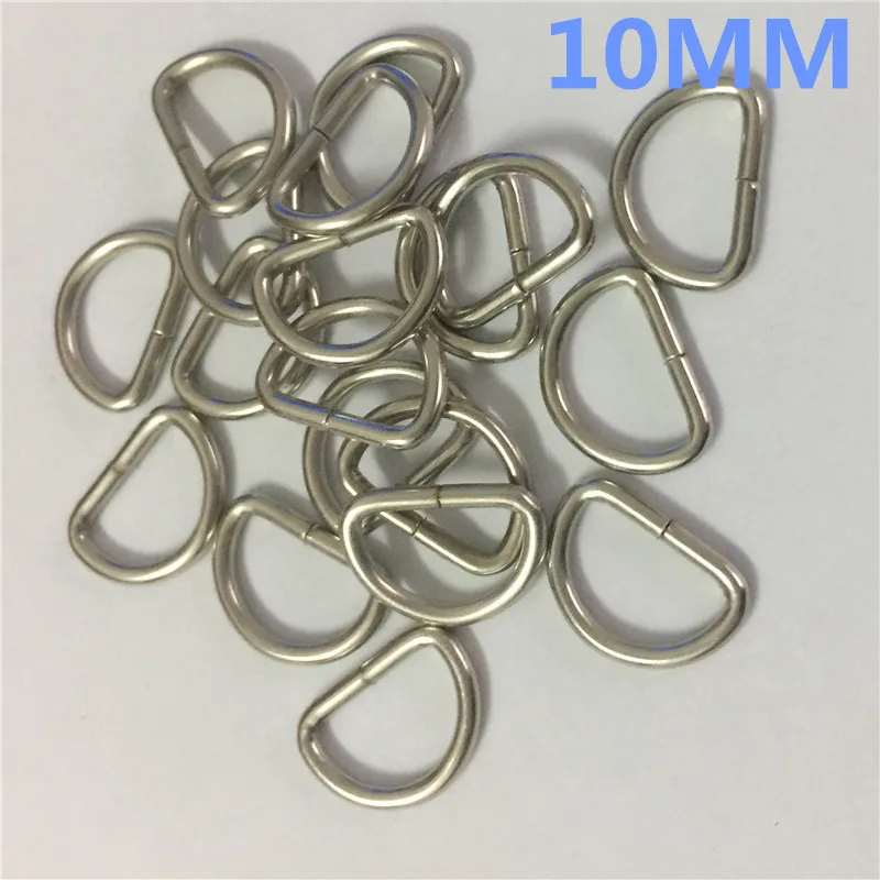 

10pcs Dee 10mm Rings for NonWelded D ring Non-Welded Nickel Plated D-Rings Webbing Strapping Bags Garment Accessories Buckle