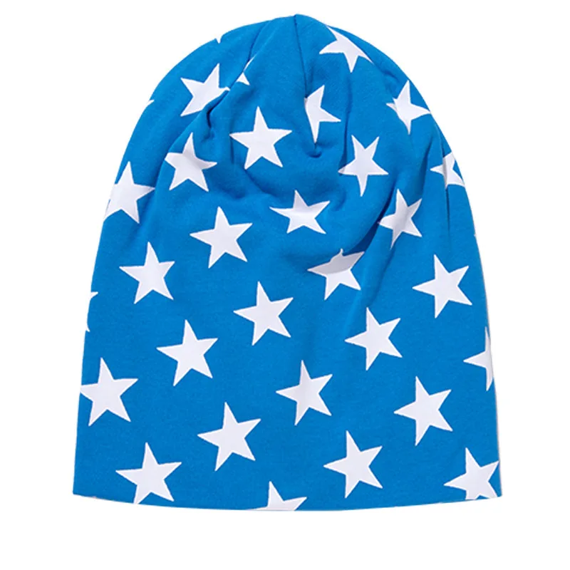 Новая детская шапка в стиле хип-хоп для уличных танцев, детская шапка со звездами, шарф, шапка для мальчиков и девочек, осенне-зимняя вязаная шапка для малышей - Цвет: blue full star