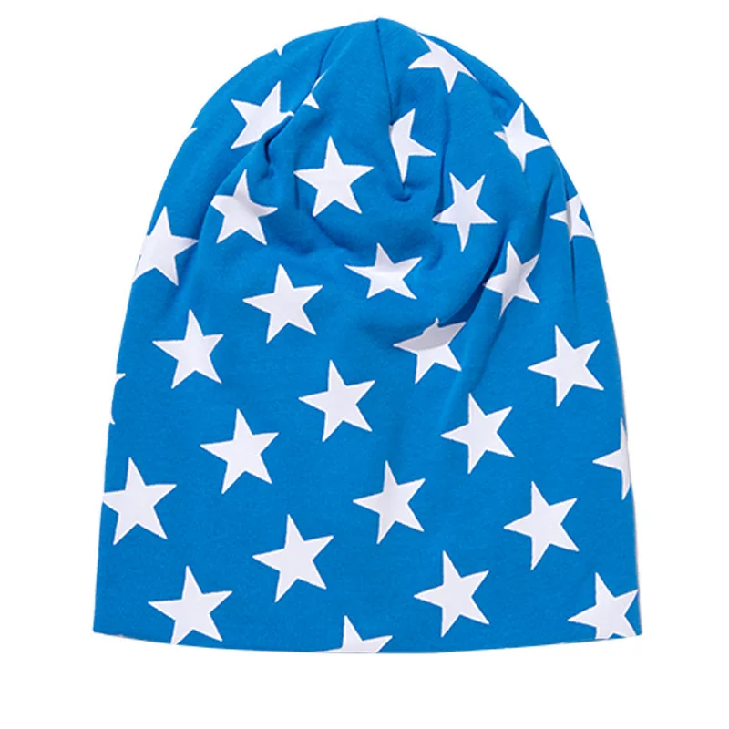 blue full star Новая детская шапка в стиле хип-хоп для уличных танцев, детская шапка со звездами, шарф, шапка для мальчиков и девочек, осенне-зимняя вязаная шапка для малышей - Цвет: blue full star