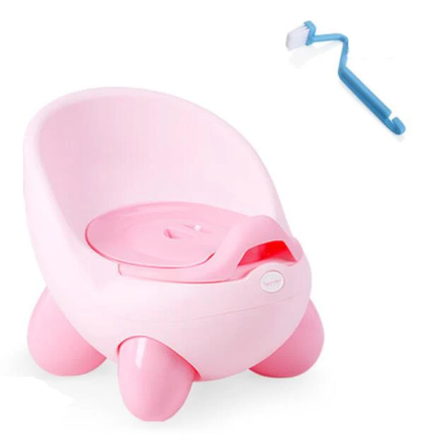 Детский горшок туалет для детей Туалет тренер сидение для девочек стул удобный портативный горшок с животными дети бесплатно горшок щетка - Цвет: Розовый