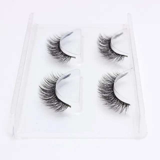 LEHUAMAO 2 Pairs 3D Mink Lashes Natural Long False Eyelashes Dramatic Volume Fake Lashes Makeup Eyelash Extension Silk Eyelashes 762
