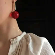 Вечный чудо-глэм, серьги-гвоздики из каучука с геометрическими шариками для женщин, вечерние серьги, подарок Brincos, Подиумные серьги с красной полоской, 3622