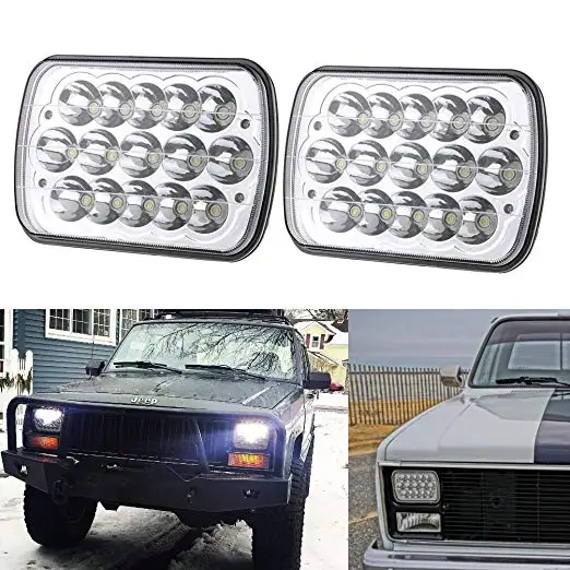 

2PCS Rectangle H6054 LED Headlights 5x7 7x6 Headlamp Hi/Low Sealed Beam H4 9003 Plug 6054 H5054 Compatible with Chevy S10 Blazer