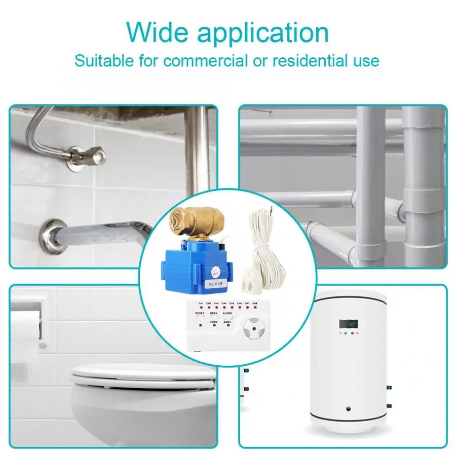 Датчик утечки воды, умный детектор утечки воды, сигнализация, автоматическое отключение клапана, система домашней безопасности DN20