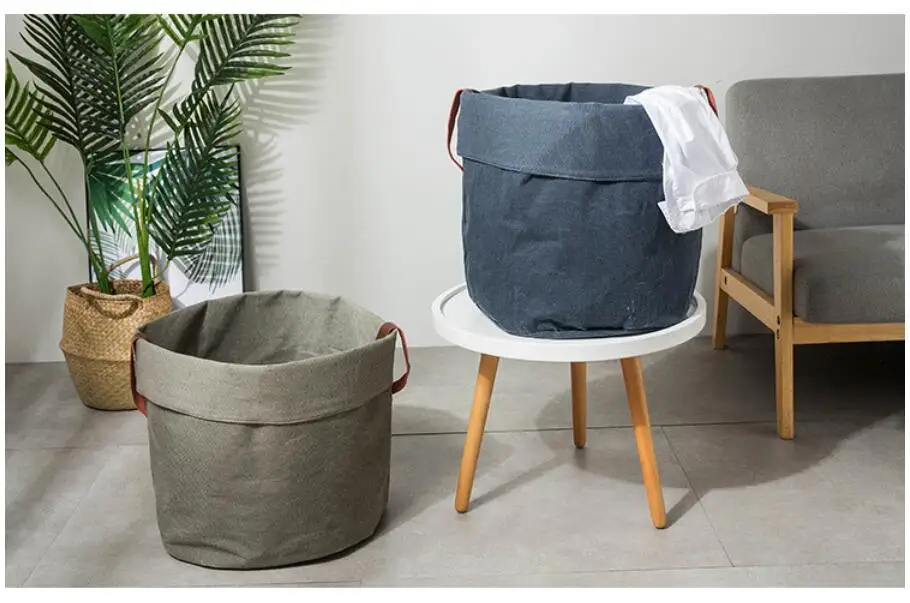 New Solid color series Folding Waterproof Laundry Hamper Clothes Storage Basket Home decoration barrel kids toy organizer bucket