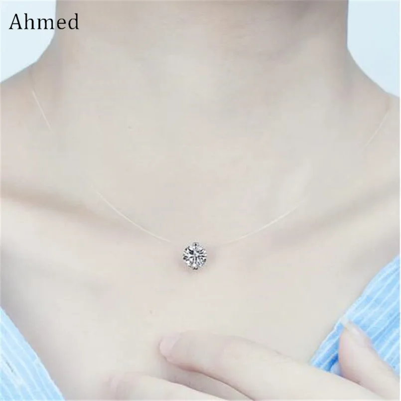 Ahmed, простое прозрачное тонкое ожерелье, стразы, подвеска, татуировка, колье для женщин, очаровательный модный воротник, бижутерия