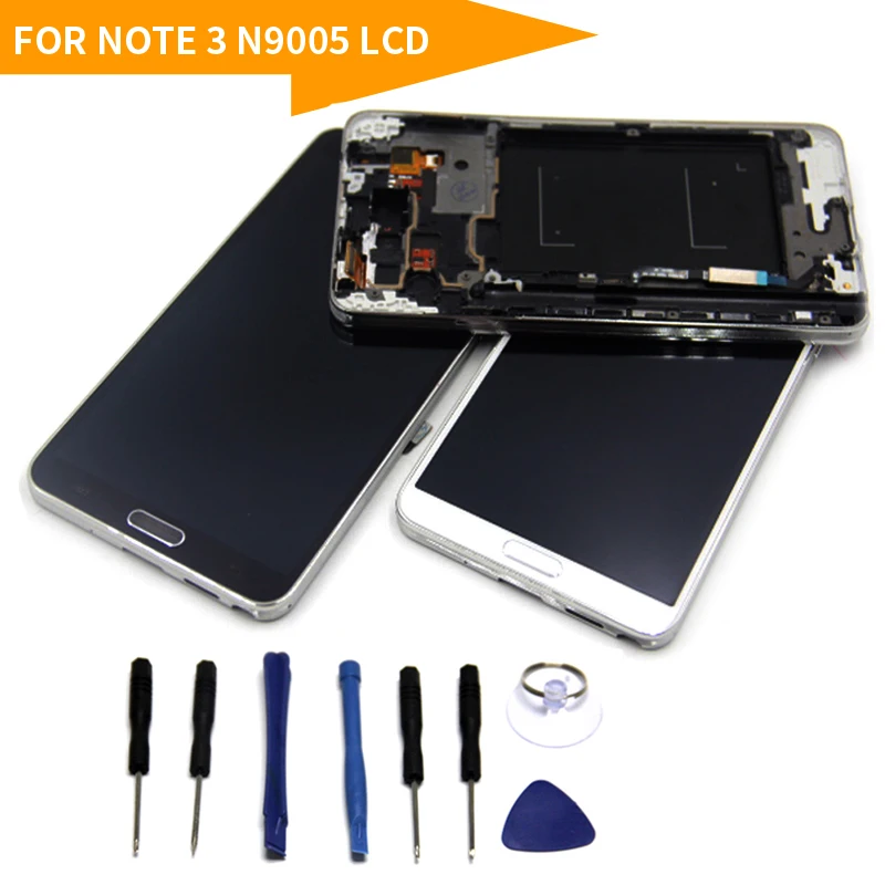 

Black White Compatible For Samsung Galaxy Note 3 N9005 LCD Display Touch Screen Digitizer with Bezel Frame Assembly N9005 LCD