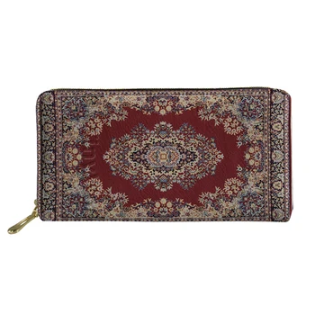 

ELVISWORDS Nation Retro Style Long Wallet Women Classic Zipper Purse Pattern Printing Large Capacity Card Holders Wallets Coins
