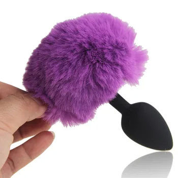 Rabbit tail silicone anal plug sex toy adult product for woman,anal plug dog tails Slave cosplay submisson bead Rabbit girl game 4
