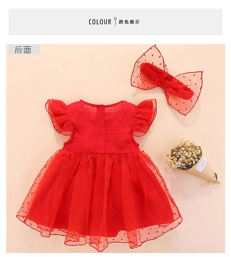 summer newborn baby dress princess style red white cotton lace baby dress wedding baptism baby clothes for baby birthday party