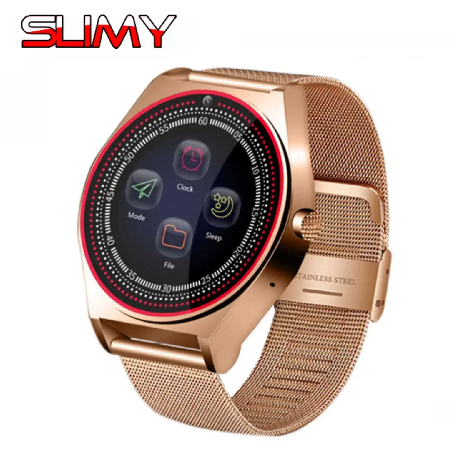

Slimy Smart Watch Support 2G SIM TF Card For Android IOS Phone Women Men Kids Smartwatch Camera Metal Strap Round Screen Watch