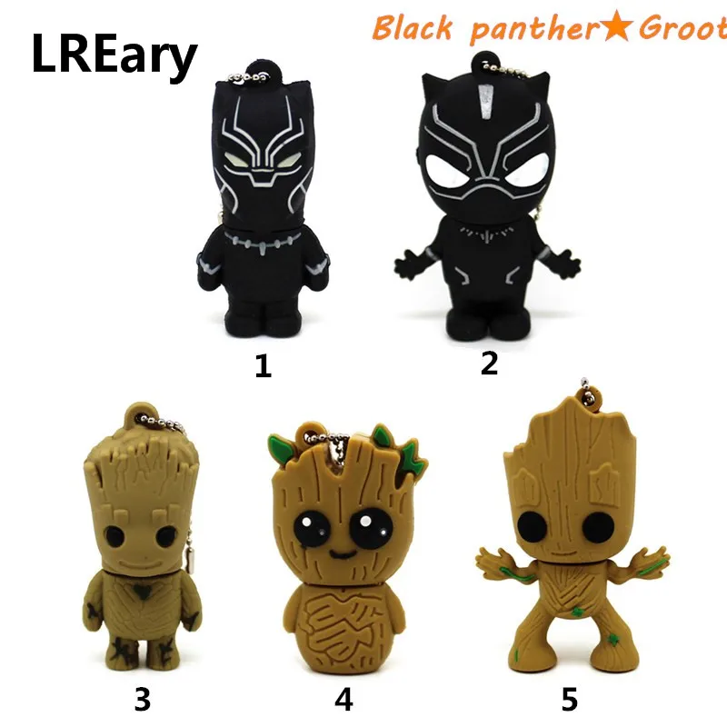 

Cartoon Black Panther USB 2.0 flash drive Pen Drive Tree Groot Memory stick 8GB pendrive 4GB 16GB Superhero 32GB 64GB 128MB