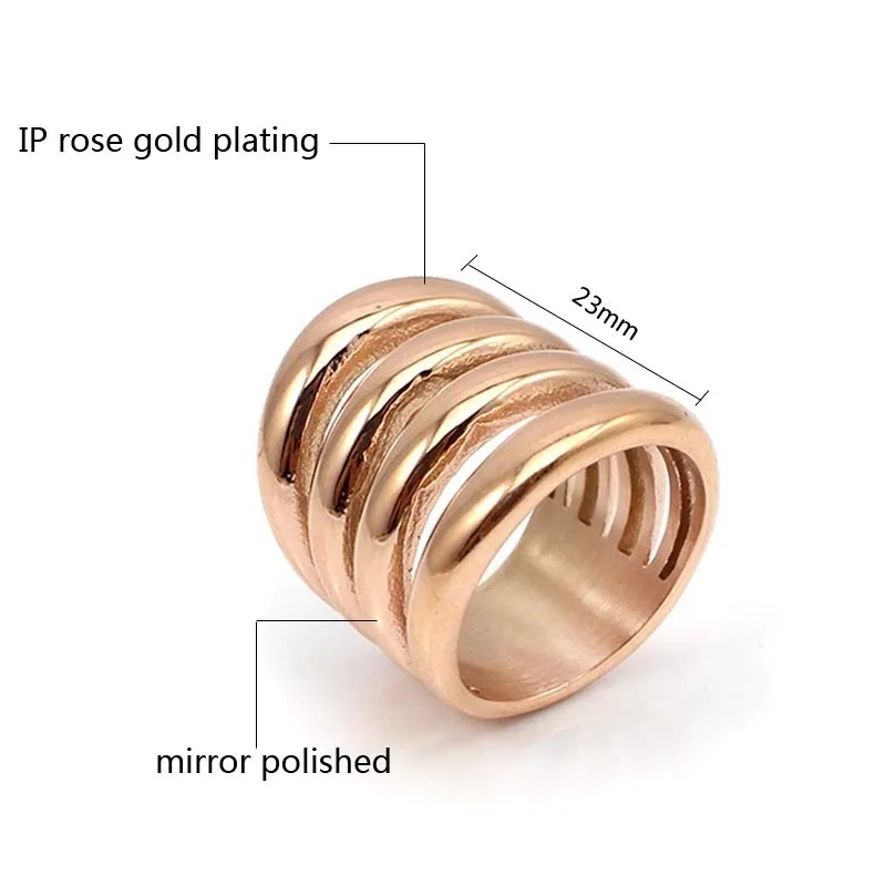 Jewelry factory wholesale metal Steel fashion ring finger rings mirror polish wide large long silver rings design for women